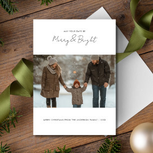 Merry And Bright Christmas Photo Inexpensive Holiday Card