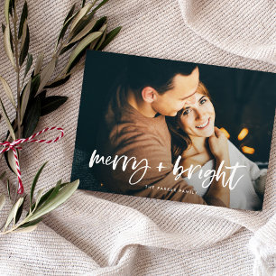 Merry and Bright Christmas Photo Magnetic Card