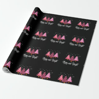 Merry and Bright Christmas Pyjamas Leopard Family Wrapping Paper