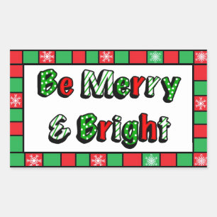 Merry and Bright Christmas  Rectangular Sticker