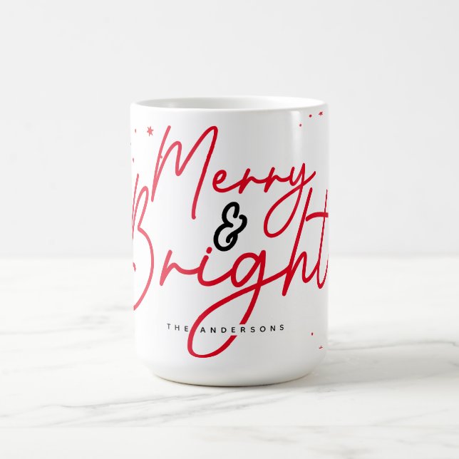 Merry and bright Christmas Red Coffee Mug (Center)