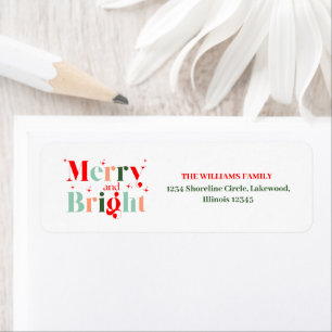 Merry and Bright Christmas Return Address Label