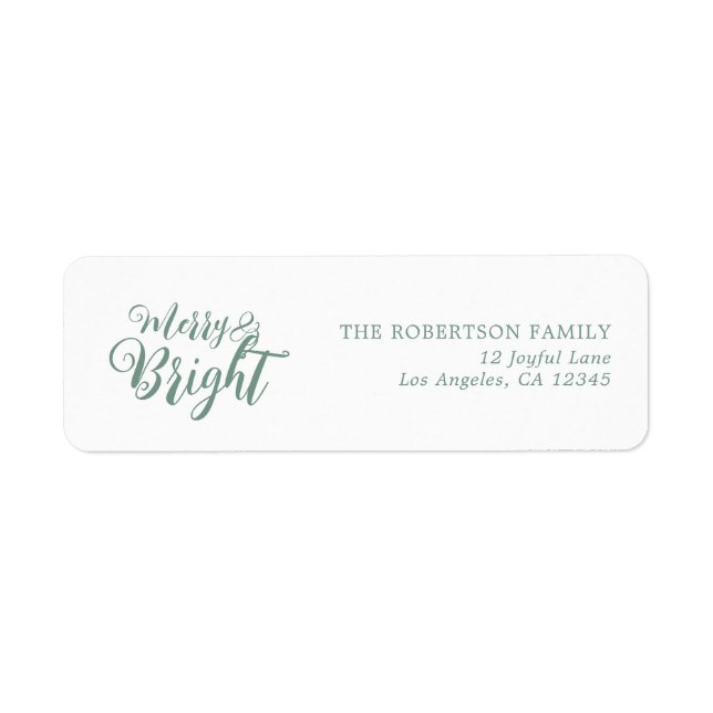 Merry and Bright Christmas Return Address Label (Front)