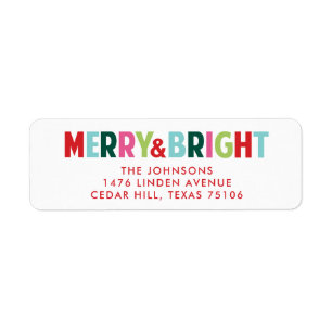 Merry and Bright Christmas Return Address Label