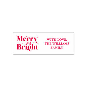 Merry and Bright Christmas Return Address Label Self-inking Stamp