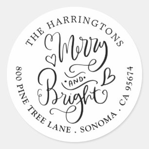 Merry And Bright Christmas Return Address Labels