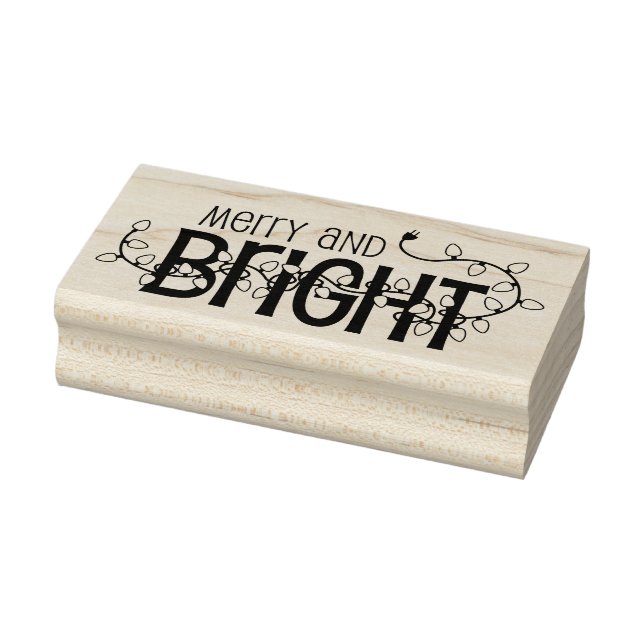 Merry and Bright Christmas Rubber Art Stamp (Stamp)