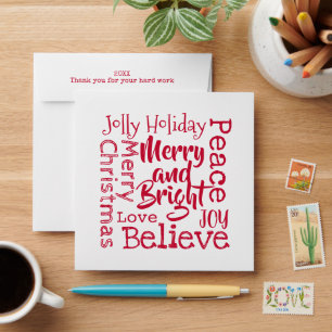 Merry And Bright & Christmas Sayings Gift Card Envelope