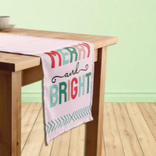 Merry and Bright Christmas Short Table Runner