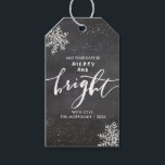 Merry And Bright Christmas Snowflake Chalkboard Gift Tags<br><div class="desc">Dress up your christmas or holiday gifts with this custom tag featuring festive snowflakes and hand-lettered "Merry and Bright" set against a black chalkboard background. The backside features a painterly snowflake pattern.</div>