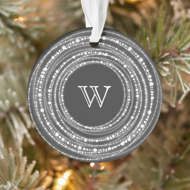 Merry And Bright Christmas Sparkles Monogram Photo Ornament (Tree)