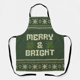 Merry and Bright Christmas Sweater Nordic Knit  Apron