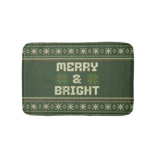 Merry and Bright Christmas Sweater Nordic Knit Bath Mat