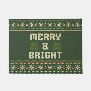 Merry and Bright Christmas Sweater Nordic Knit Doormat