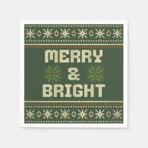 Merry and Bright Christmas Sweater Nordic Knit  Napkin