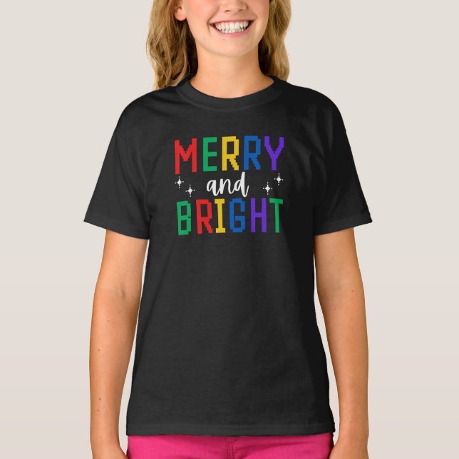 Merry And Bright Christmas T-Shirt (Front)