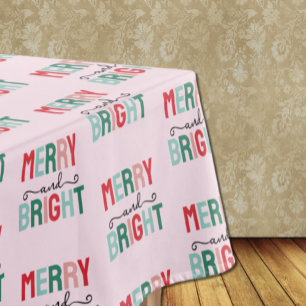 Merry and Bright Christmas Tablecloth