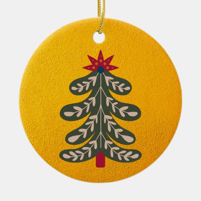Merry and Bright Christmas themed  Ceramic Tree Decoration (Front)
