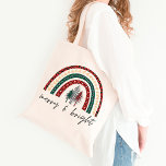 Merry and Bright Christmas Tote Bag<br><div class="desc">Merry and Bright Christmas holiday tote features a cute rainbow with cute trees.</div>
