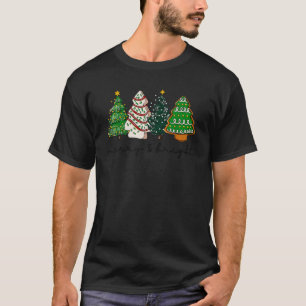 Merry And Bright Christmas Tree Cake Xmas Holiday  T-Shirt