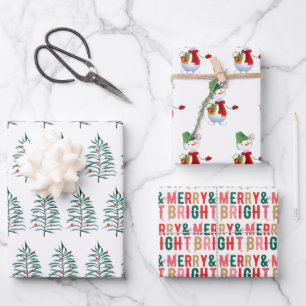 Merry and bright, Christmas tree, Christmas  Wrapp Wrapping Paper Sheet