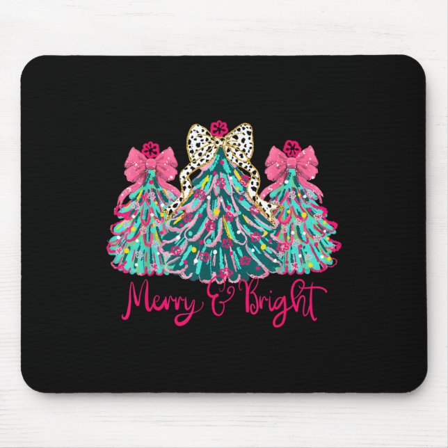 Merry And Bright Christmas Tree Coquette  Mouse Mat (Front)