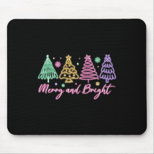 Merry And Bright Christmas Tree Merry Xmas Girl Wo Mouse Mat