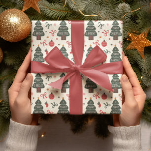 Merry and Bright Christmas Tree Wrapping Paper