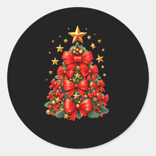 Merry And Bright Christmas Tree Xmas Squad For Wom Classic Round Sticker (Front)