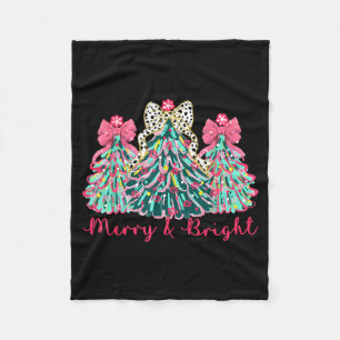 Merry And Bright Christmas Tree Xmas Tree Family H Fleece Blanket