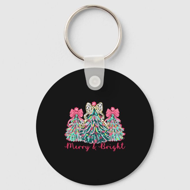 Merry And Bright Christmas Tree Xmas Tree Family H Key Ring (Front)