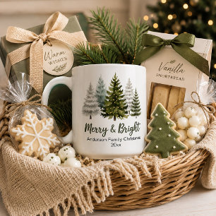 Merry and Bright Christmas Trees Family Keepsake Coffee Mug