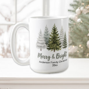 Merry and Bright Christmas Trees Family Keepsake Coffee Mug