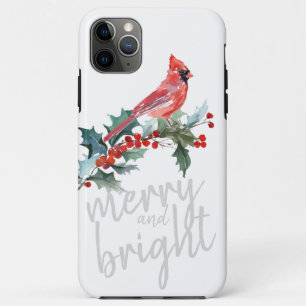 Merry and Bright Christmas Winter Holly Cardinal iPhone 11 Pro Max Case