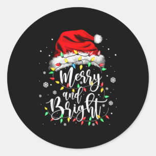 Merry And Bright Christmas Women Girls Cute Merry Classic Round Sticker
