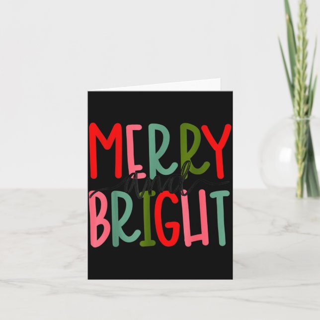 Merry And Bright Christmas Women Girls Kids Toddle Card (Front)
