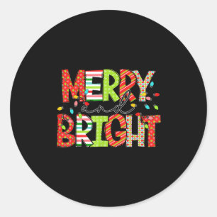 Merry And Bright Christmas Women Girls Kids Toddle Classic Round Sticker