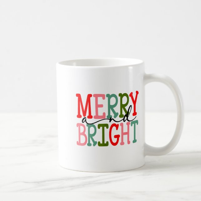 Merry And Bright Christmas Women Girls Kids Toddle Coffee Mug (Right)