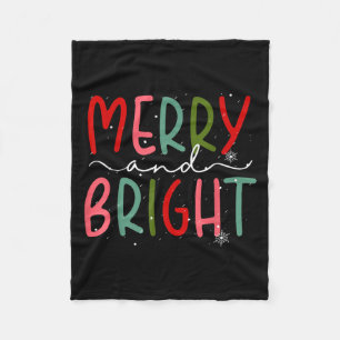Merry And Bright Christmas Women Girls Kids Toddle Fleece Blanket