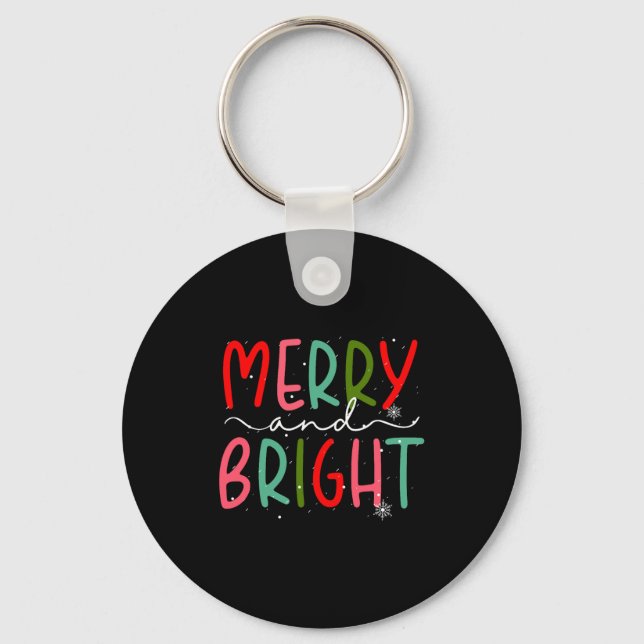 Merry And Bright Christmas Women Girls Kids Toddle Key Ring (Front)