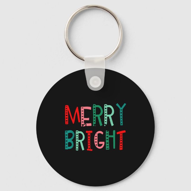 Merry And Bright Christmas Women Girls Kids Toddle Key Ring (Front)