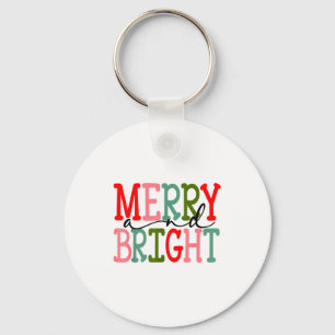 Merry And Bright Christmas Women Girls Kids Toddle Key Ring