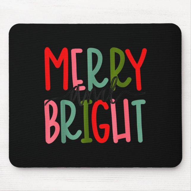 Merry And Bright Christmas Women Girls Kids Toddle Mouse Mat (Front)