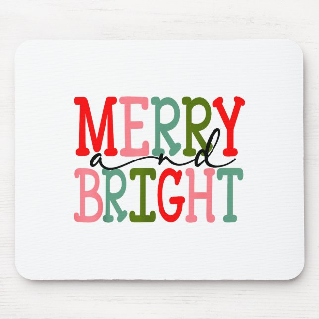 Merry And Bright Christmas Women Girls Kids Toddle Mouse Mat (Front)