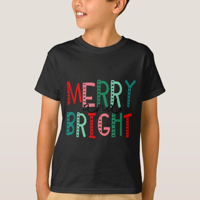 Merry And Bright Christmas Women Girls Kids Toddle T-Shirt (Front)