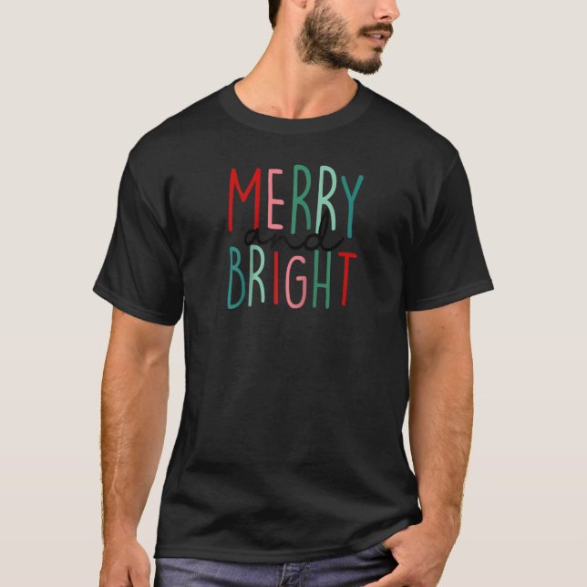 Merry And Bright Christmas Women Girls Kids Toddle T-Shirt (Front)