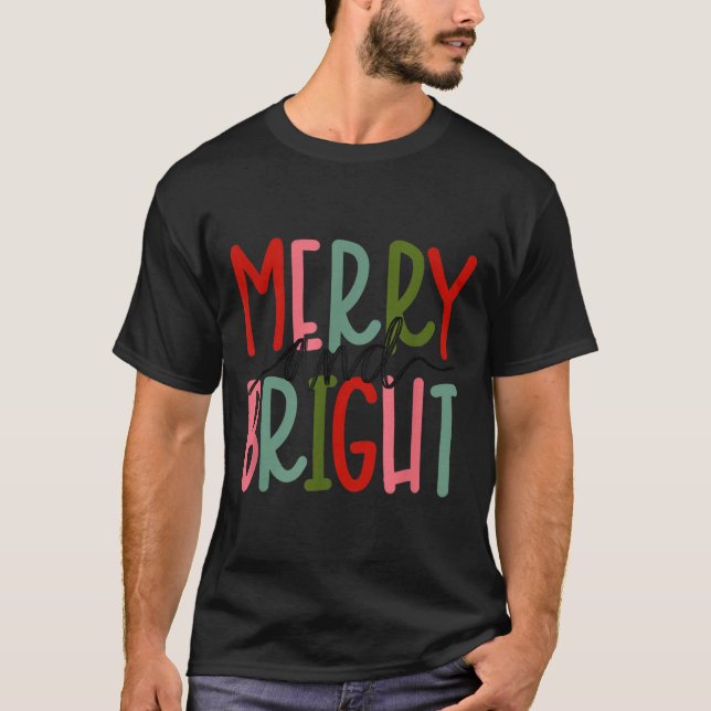 Merry And Bright Christmas Women Girls Kids Toddle T-Shirt (Front)
