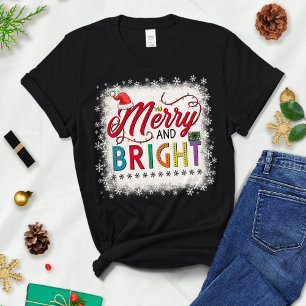 Merry and Bright Christmas, Womens Christmas T-Shirt