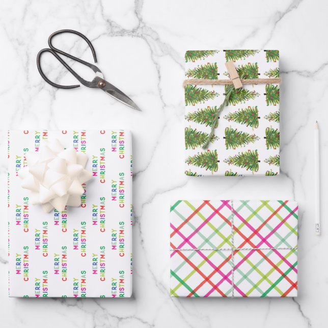 Merry and Bright Christmas Wrapping Paper Sheet (Front)