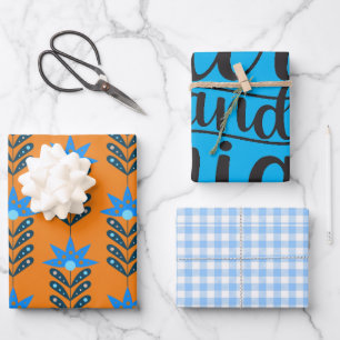 Merry and Bright Christmas Wrapping Paper Sheet